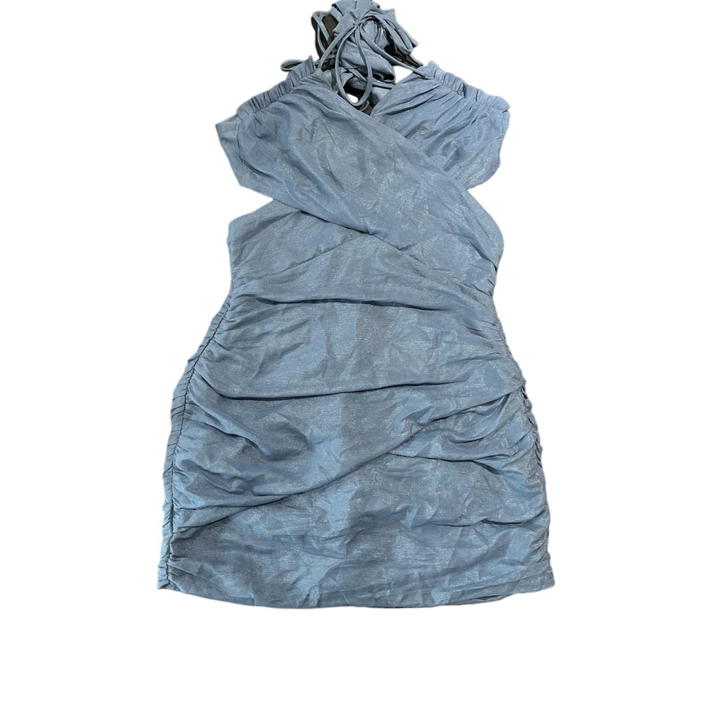 Lucy in the Sky shiny blue mini dress size small